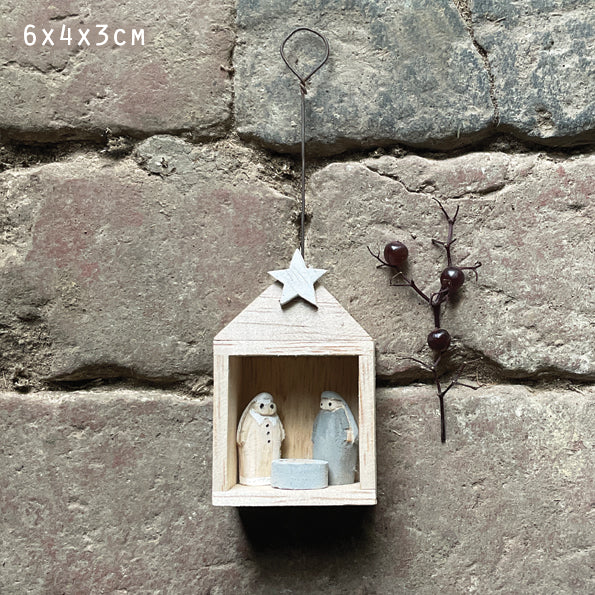 East of India Hanging Tiny Nativity Set in Stable