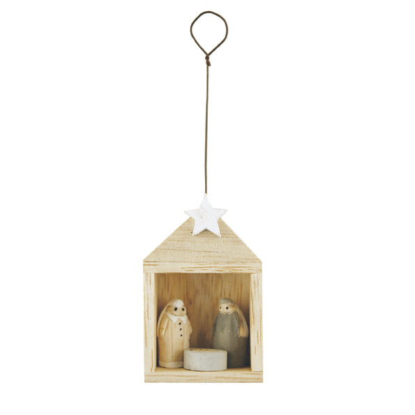 East of India Hanging Tiny Nativity Set in Stable