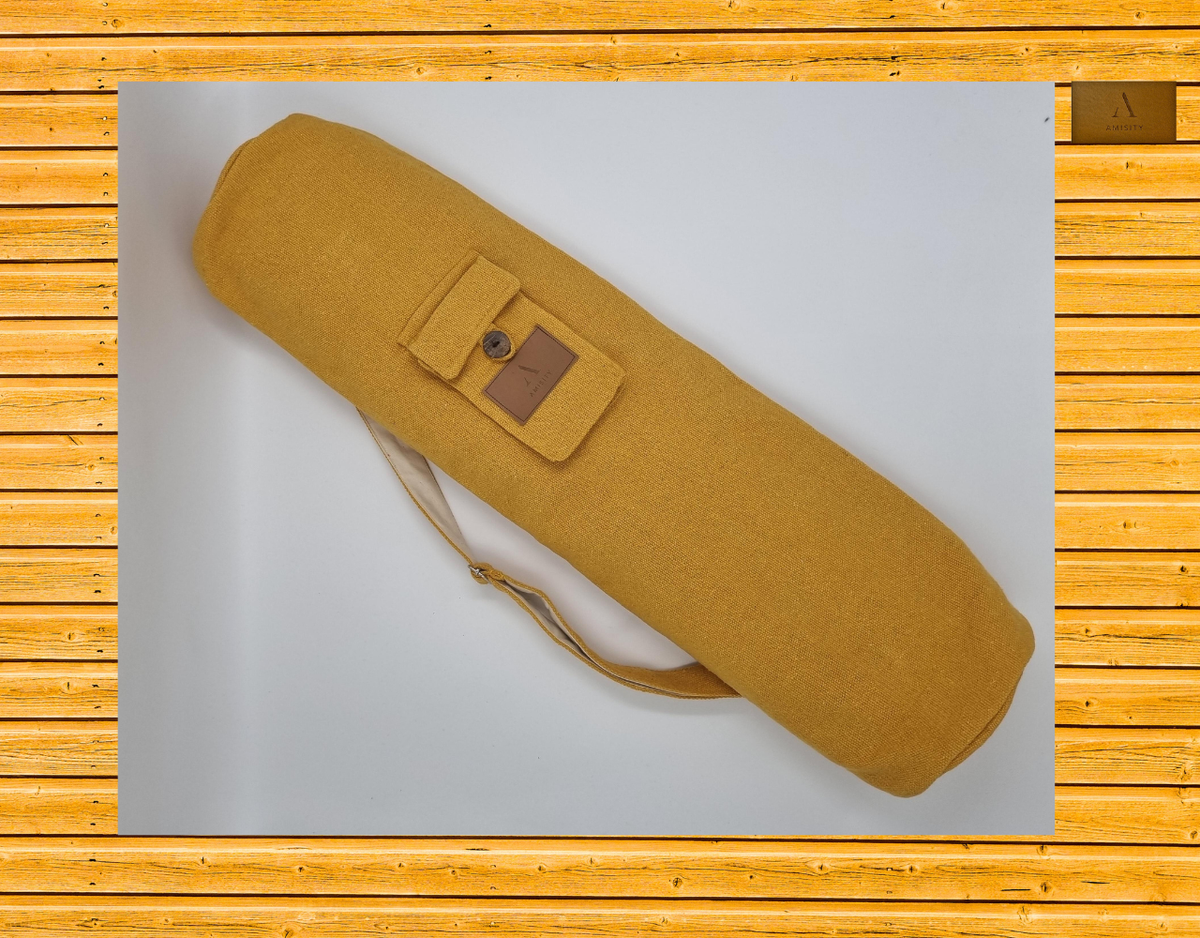 Cotton Linen Yoga Mat Bag - Mustard