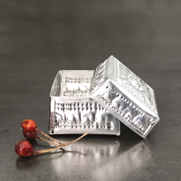 East of India Small Pressed Metal Box
