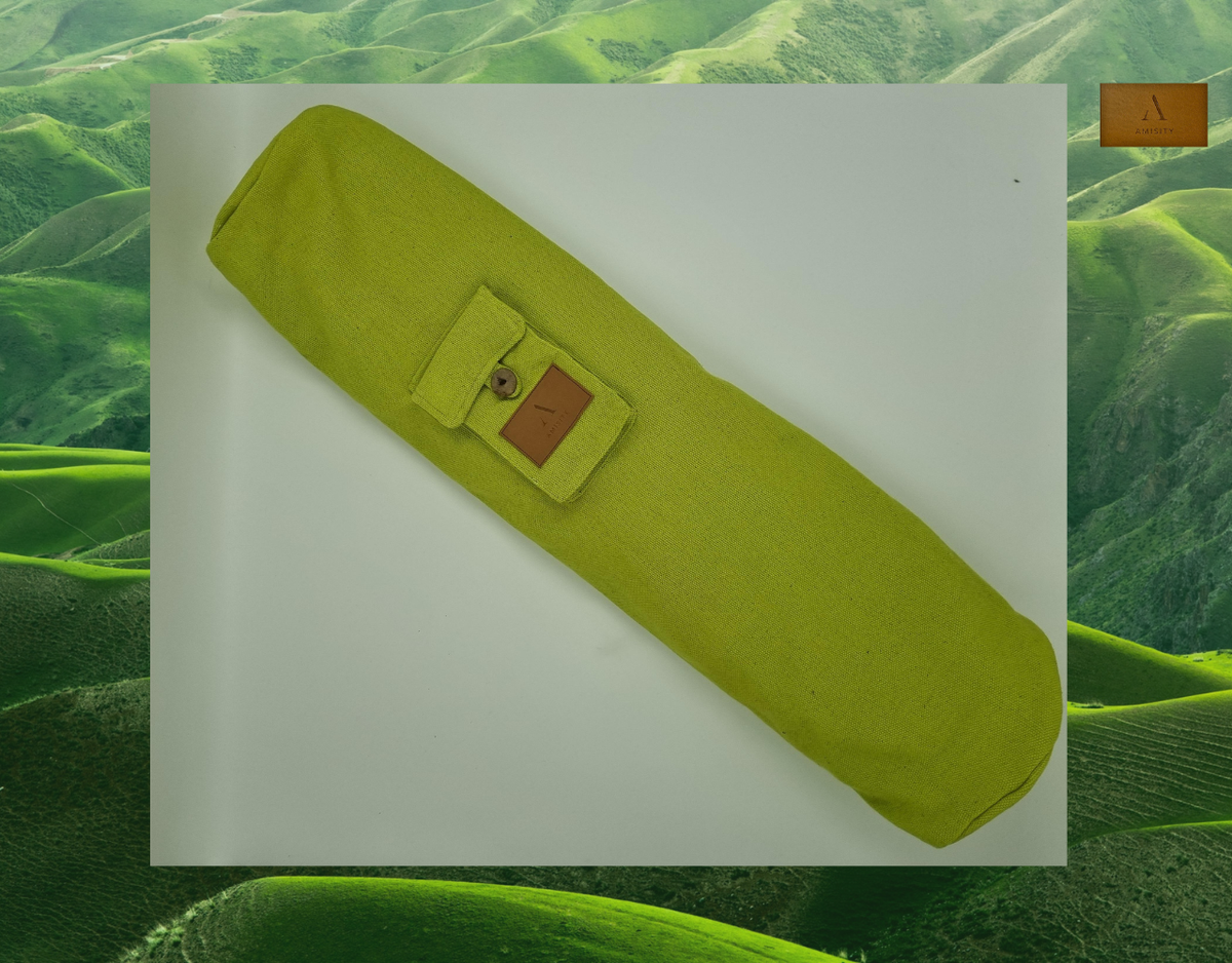 Cotton Linen Yoga Mat Bag - Lime Green