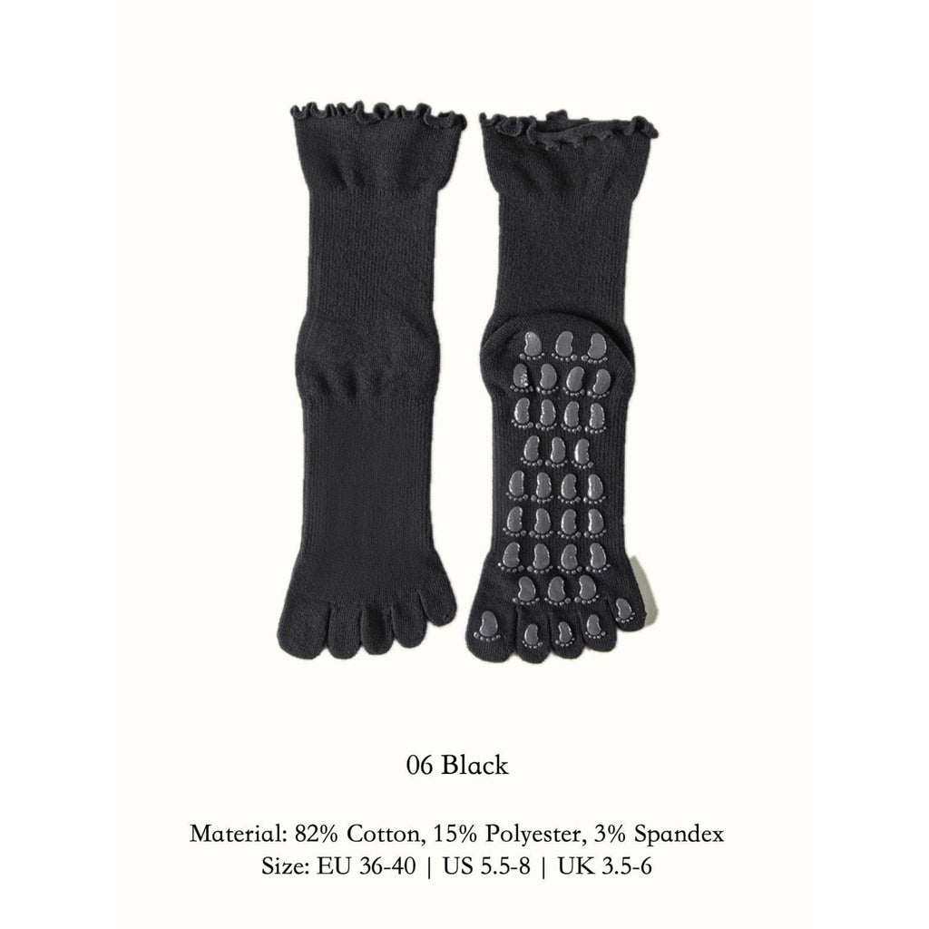 Five Toe Grip Socks for Yoga & Barre - Black