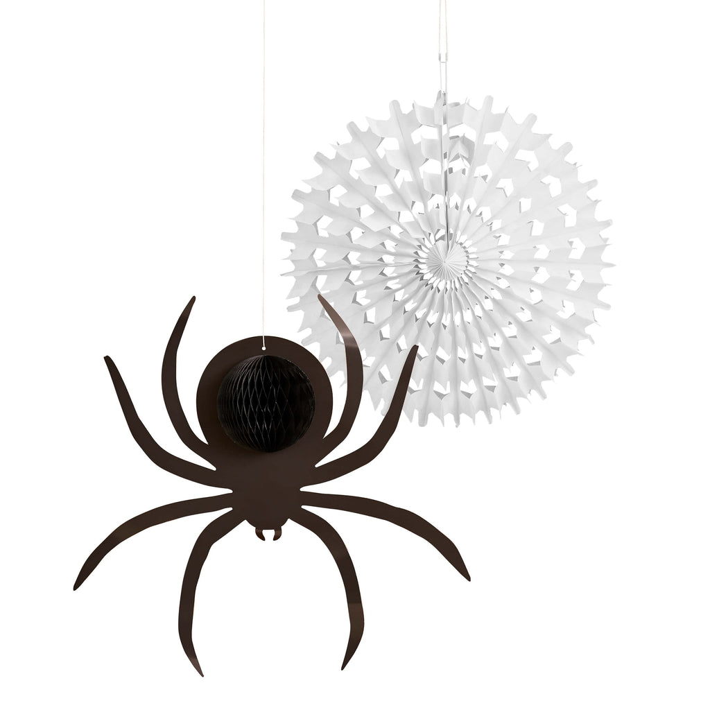 2 Pack Spider Web & Spider Honeycomb | Halloween Party Supplies UK Party Decorations 2 Pack Spider Web & Spider Honeycomb