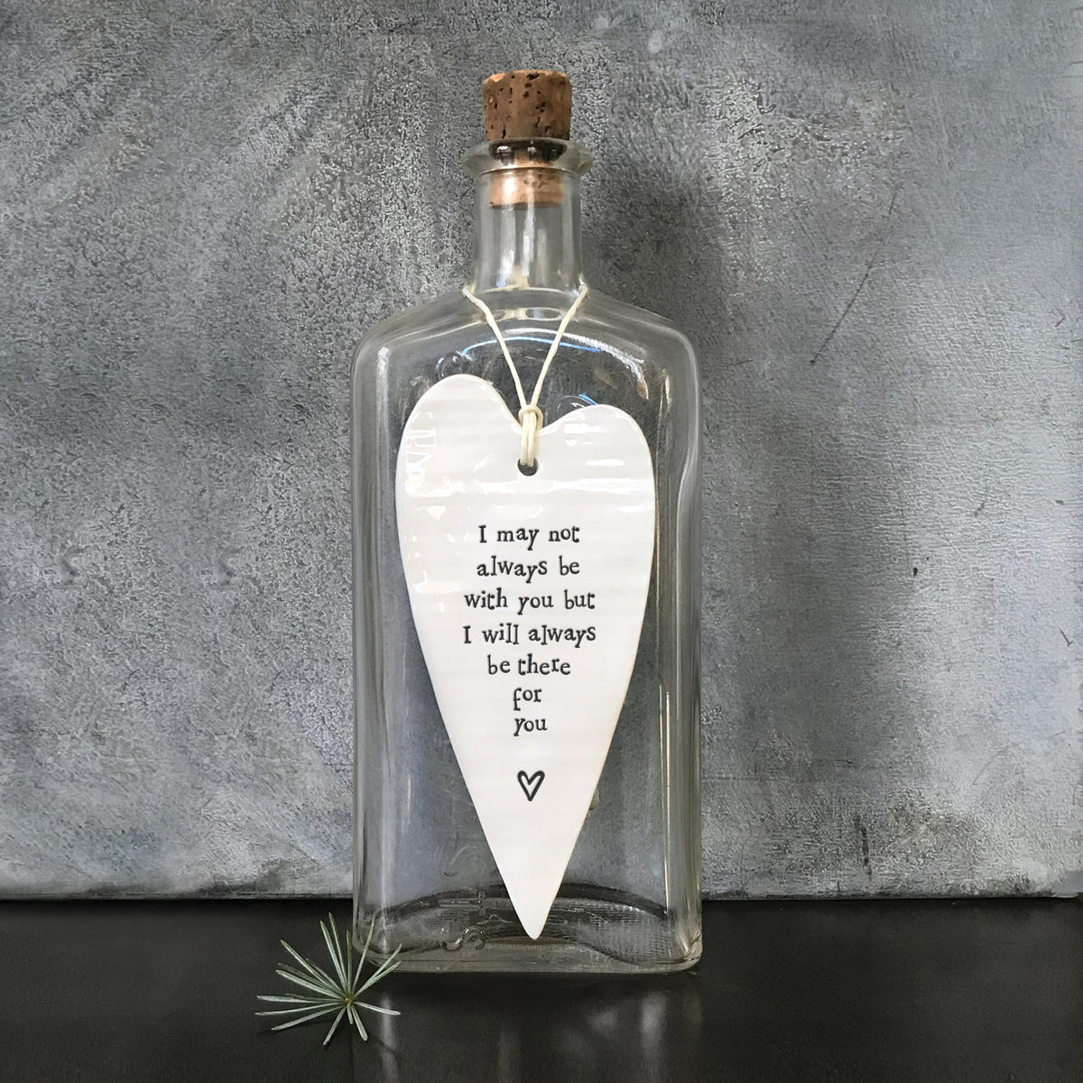 East of India Porcelain Long Hanging Heart - May not always be with you