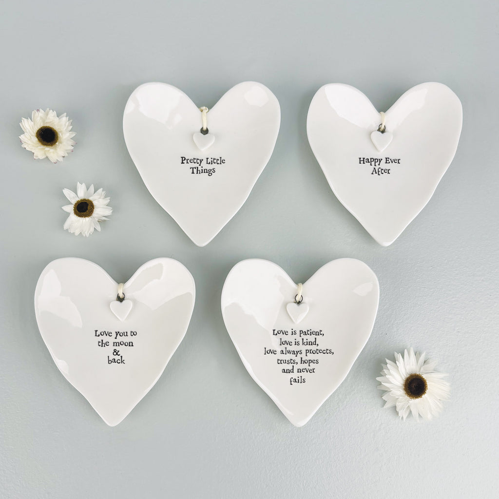 East of India Porcelain Heart Ring Dish - Happy ever after