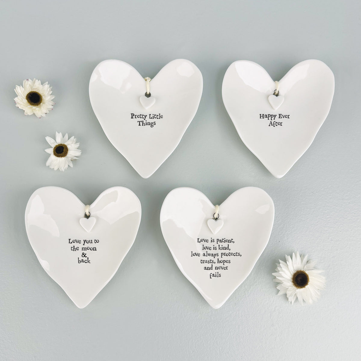 East of India Porcelain Heart Ring Dish - Happy ever after
