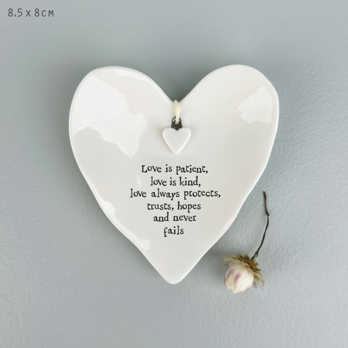East of India Porcelain Heart Ring Dish - Love is patient, love is kind