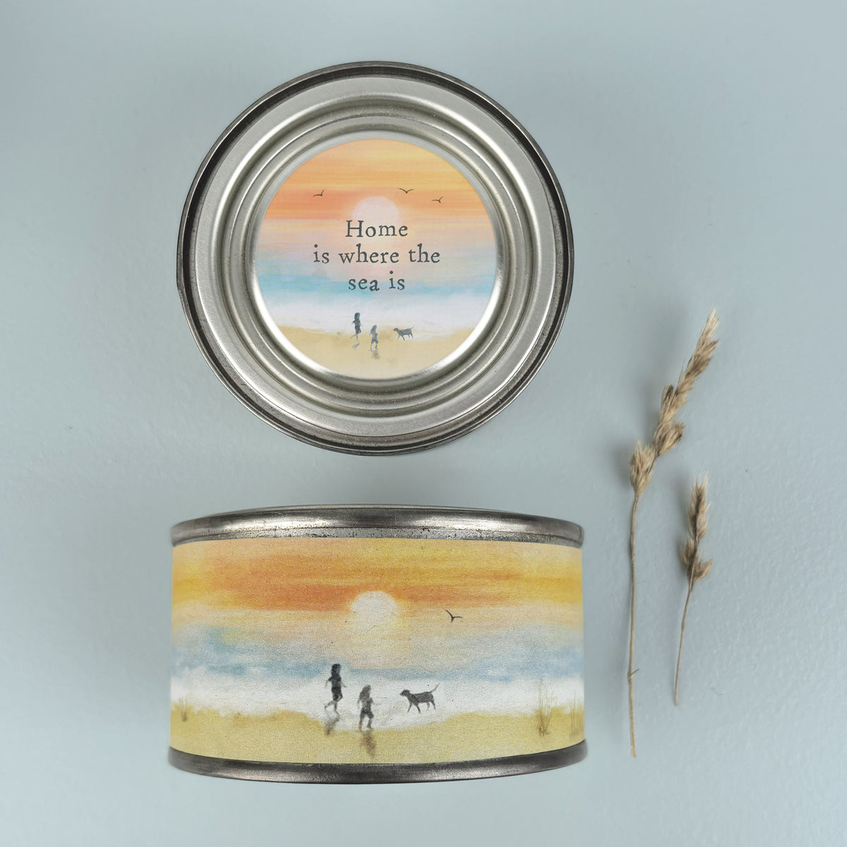 East of India Seascape Tin Candle - Home is where the sea is