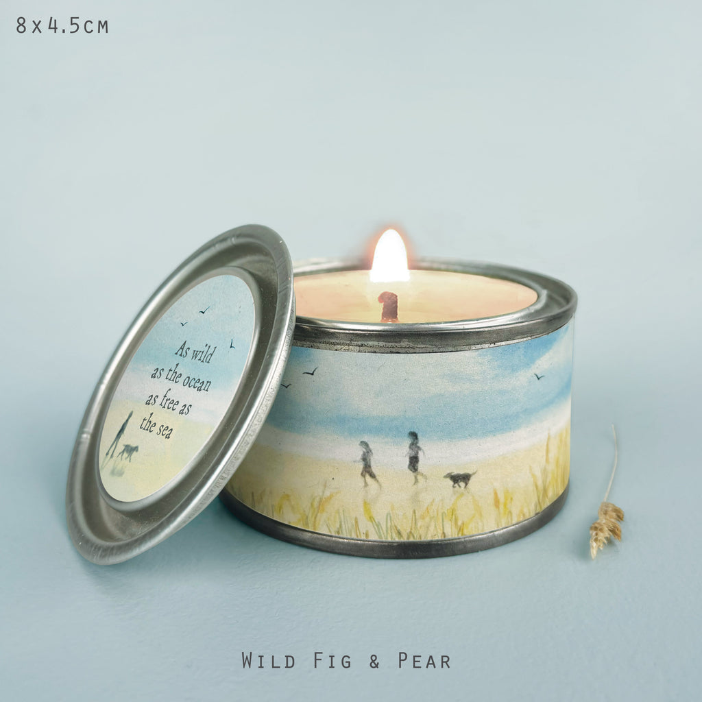 East of India Seascape Tin Candle - Wild as the ocean free as the sea