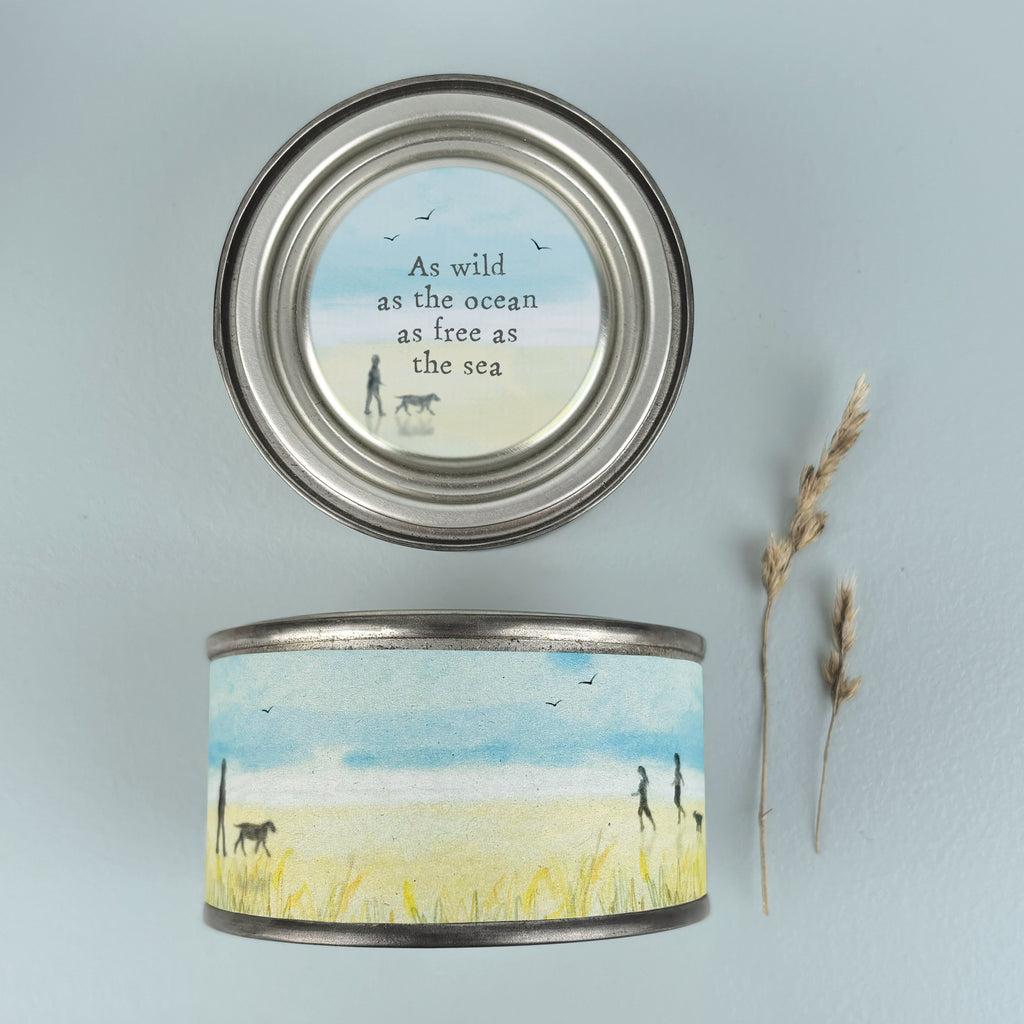 East of India Seascape Tin Candle - Wild as the ocean free as the sea