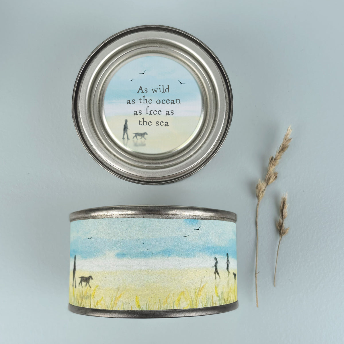East of India Seascape Tin Candle - Wild as the ocean free as the sea