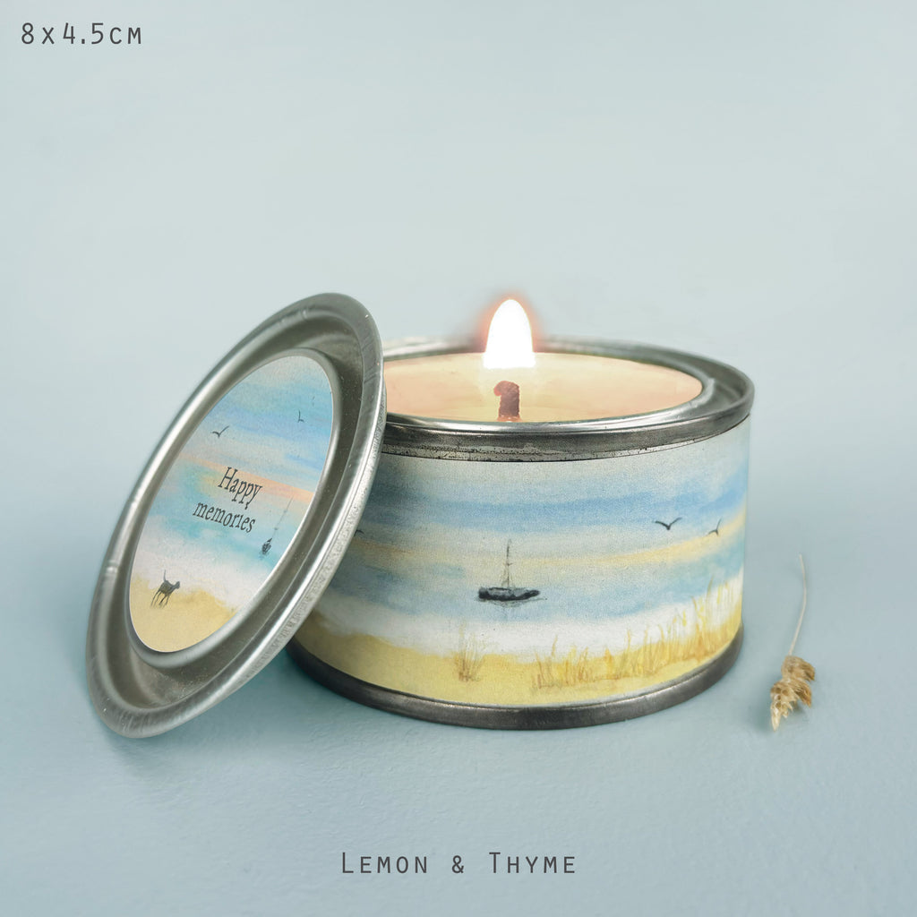 East of India Seascape Tin Candle - Happy memories