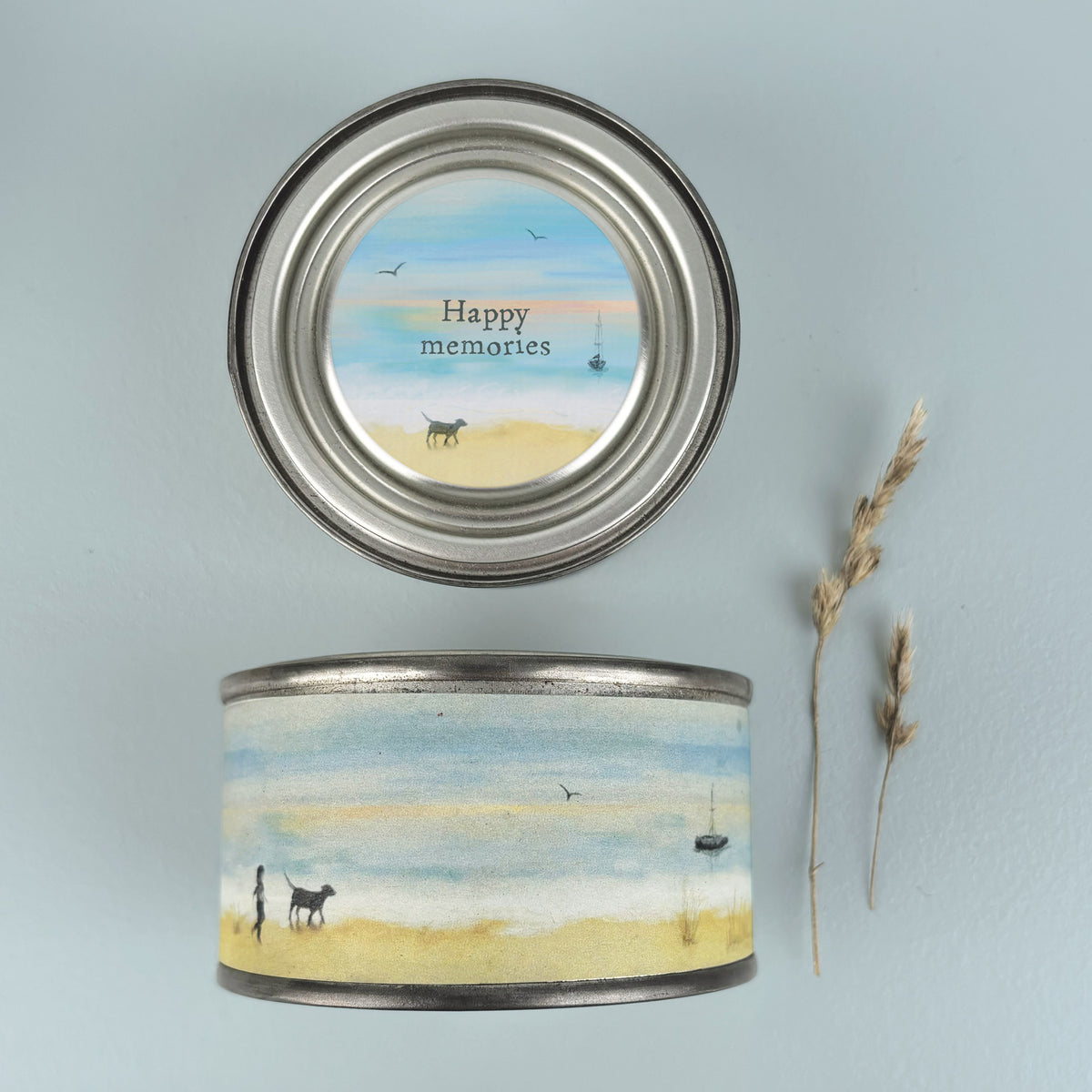East of India Seascape Tin Candle - Happy memories