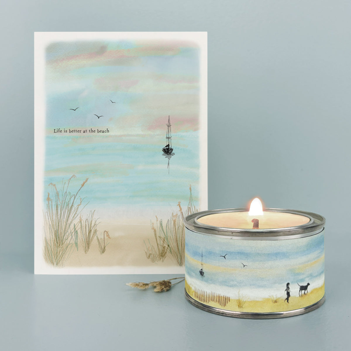 East of India Seascape Tin Candle - Happy memories