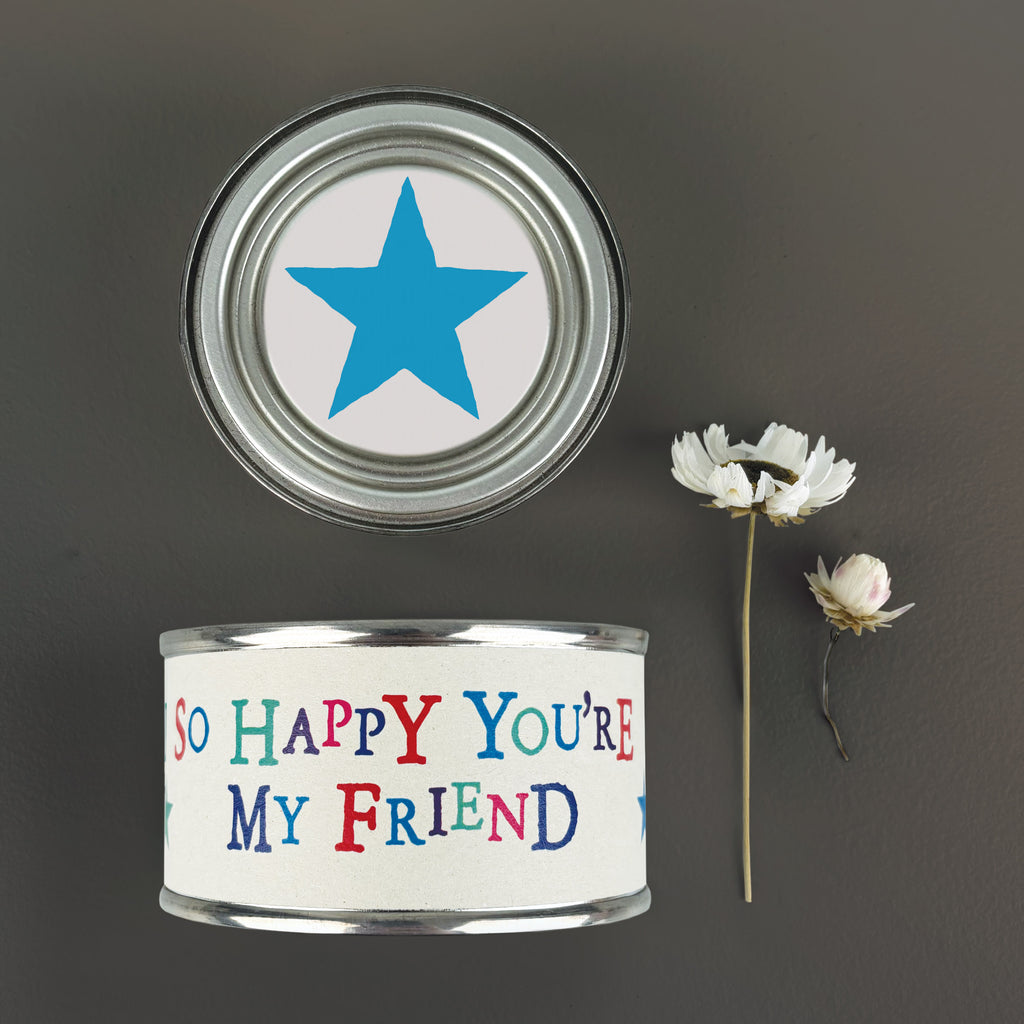 East of India Word Tin Candle - So happy you’re my friend
