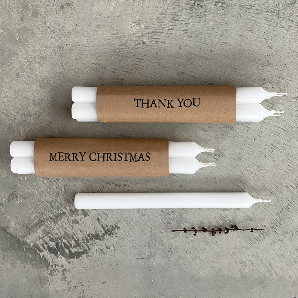 East of India Kraft Wrapped Candles - Merry Christmas