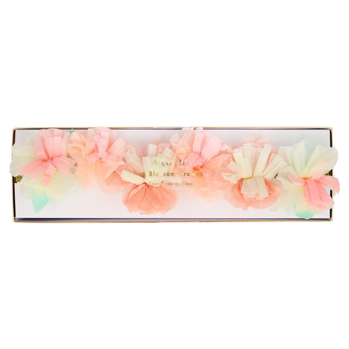 Pink Blossom Party Crowns x 6 | Meri Meri Fairy Party Party Hats Pink Blossom Party Crowns x 6