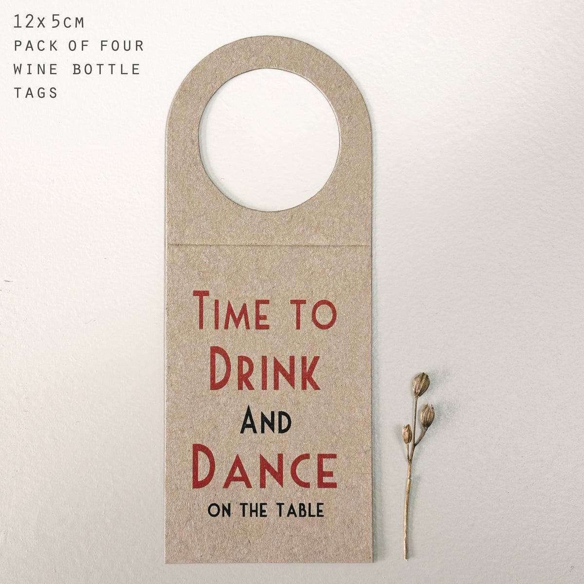East of India Wine Bottle Gift Tags, Pack of 4 - Time to drink