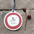 East of India Round Christmas Gift Tag - Snowman