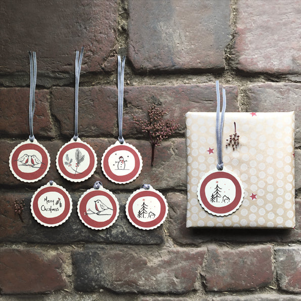 East of India Round Christmas Gift Tag - Snowman