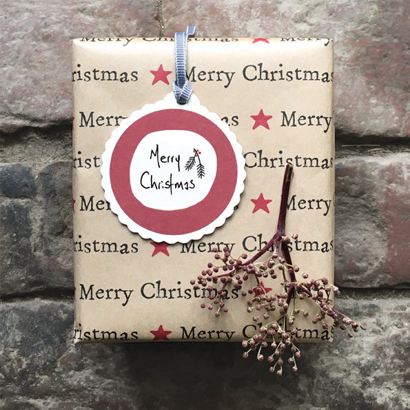 East of India Round Christmas Gift Tag - Merry Christmas