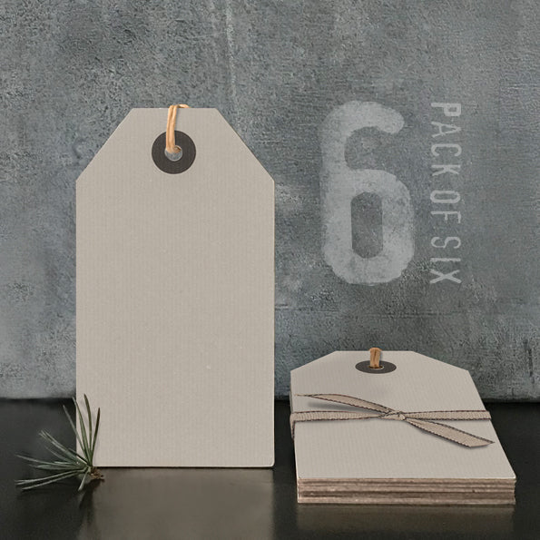 East of India Large Grey Gift Tags, Pack of 6