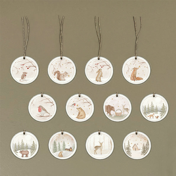 East of India Woodland Gift Tag - Bear & cottage