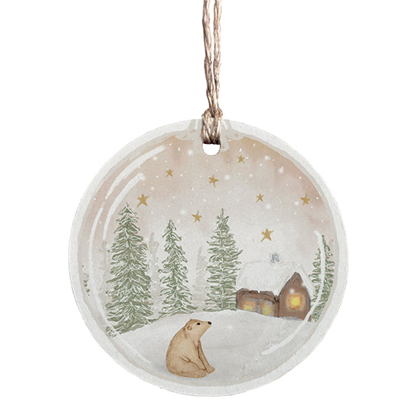 East of India Woodland Gift Tag - Bear & cottage