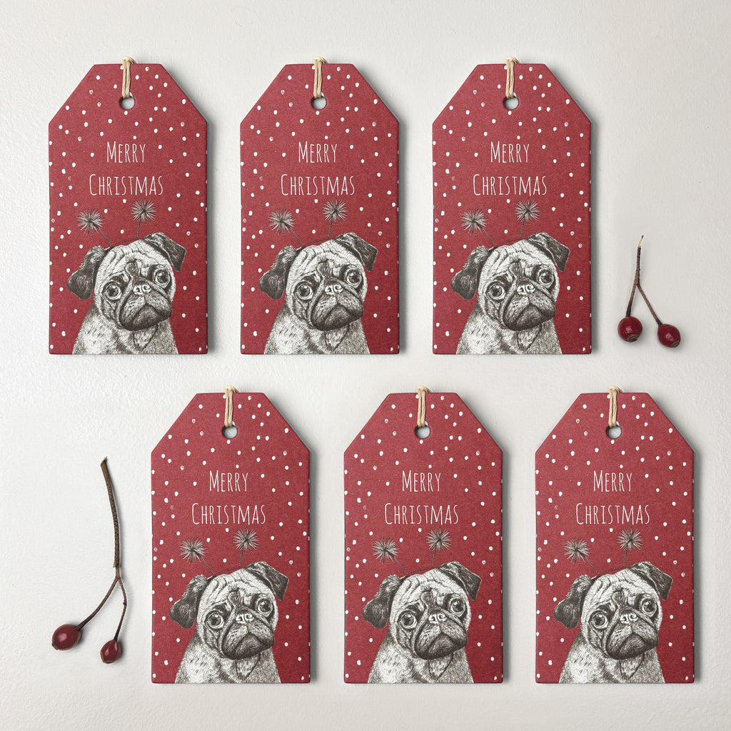 East of India Pug Gift Tags, Pack of 6