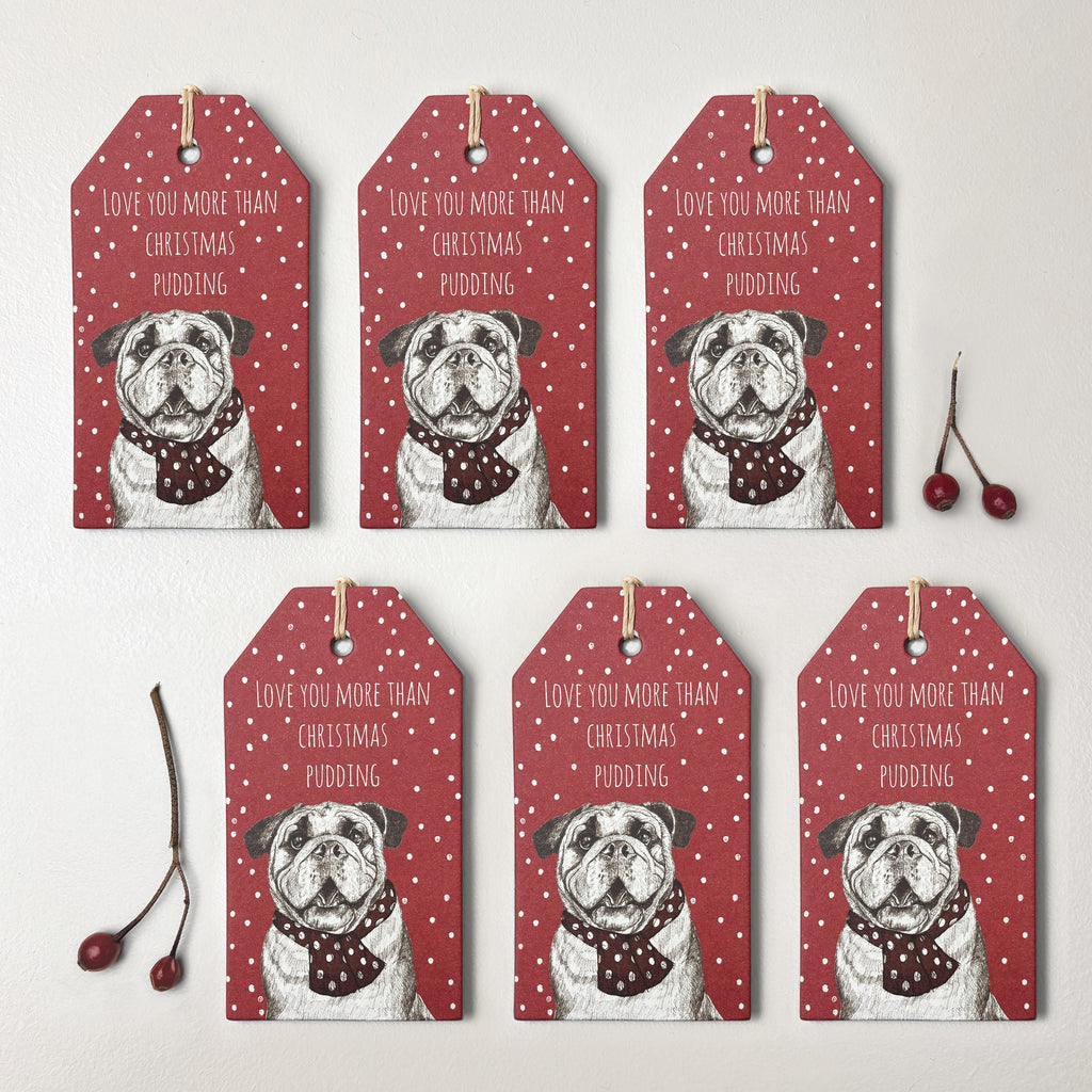 East of India Bulldog Gift Tags, Pack of 6