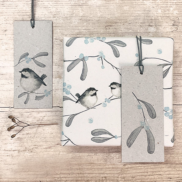East of India Birds and Berry Gift Tag - Mistletoe