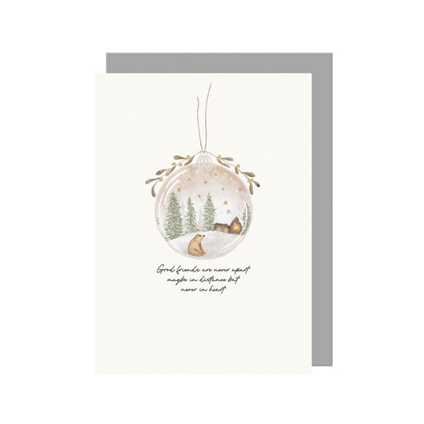 East of India Bauble Christmas Card - Good friends are never apart