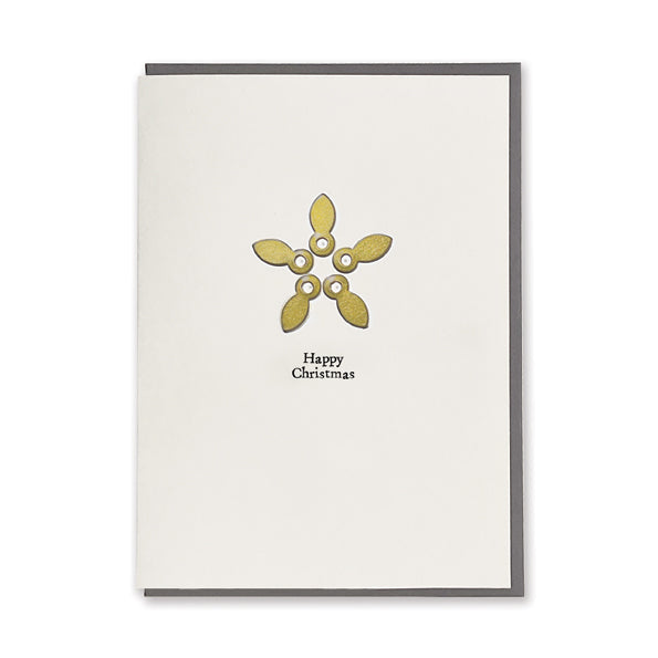 East of India Metal Star Christmas Card - Happy Christmas, cream