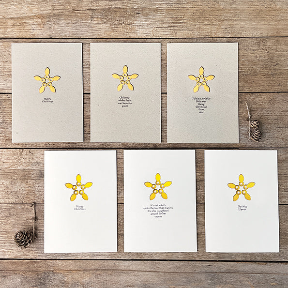 East of India Metal Star Christmas Card - Happy Christmas, grey