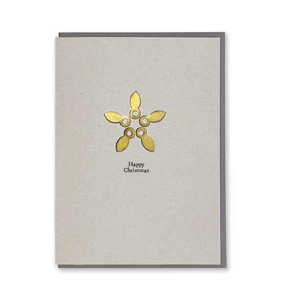 East of India Metal Star Christmas Card - Happy Christmas, grey