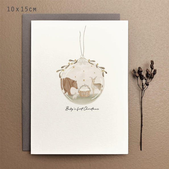 East of India Bauble Christmas Card - Baby’s first Christmas
