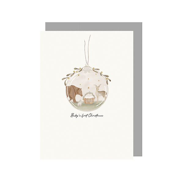 East of India Bauble Christmas Card - Baby’s first Christmas