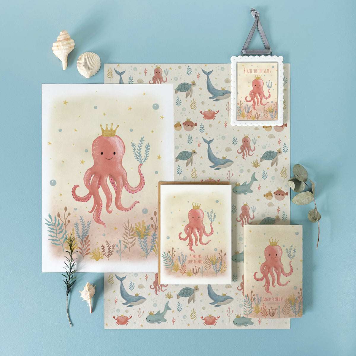 East of India Sealife Greetings Card - Sending lots of hugs
