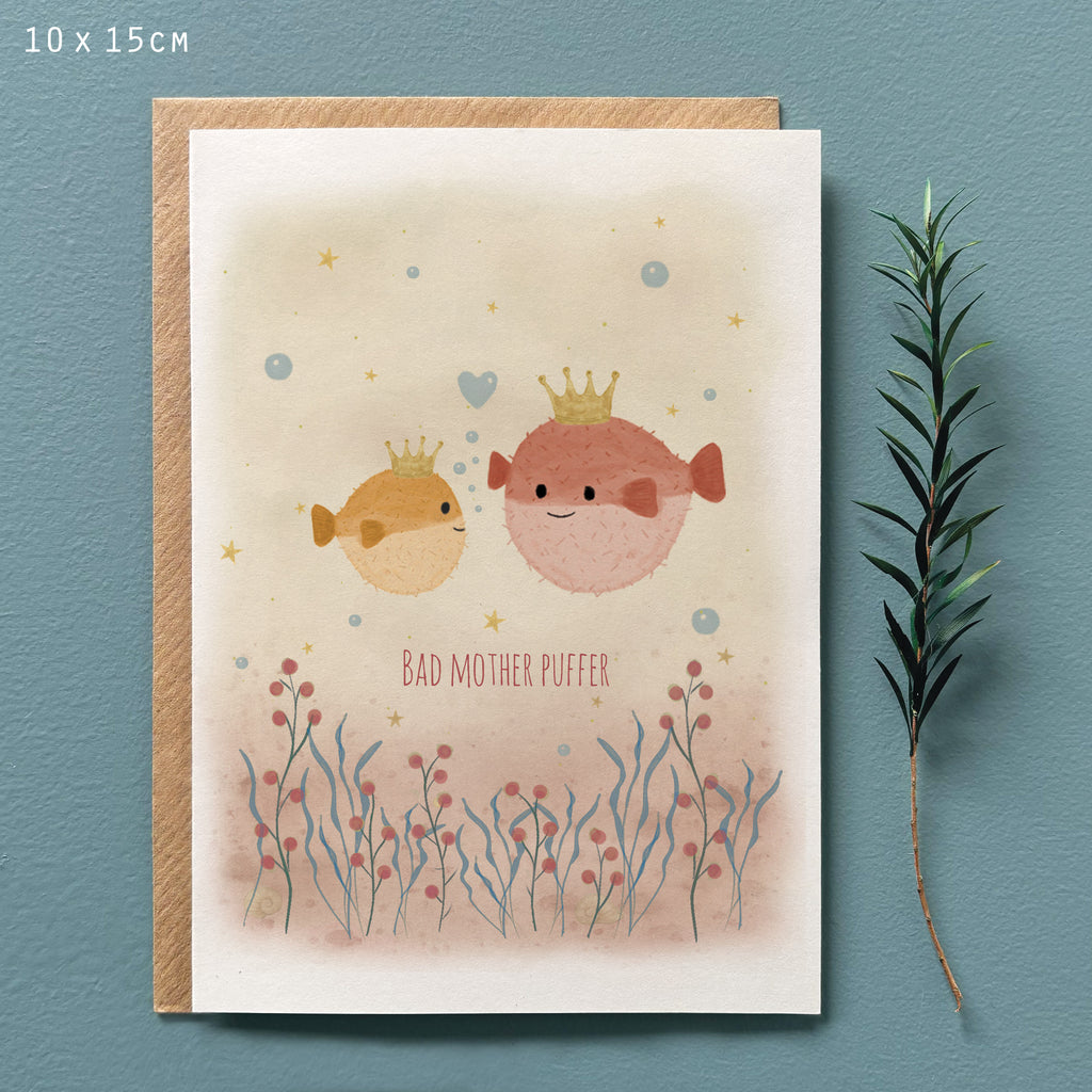 East of India Sealife Greetings Card - Bad mother puffer