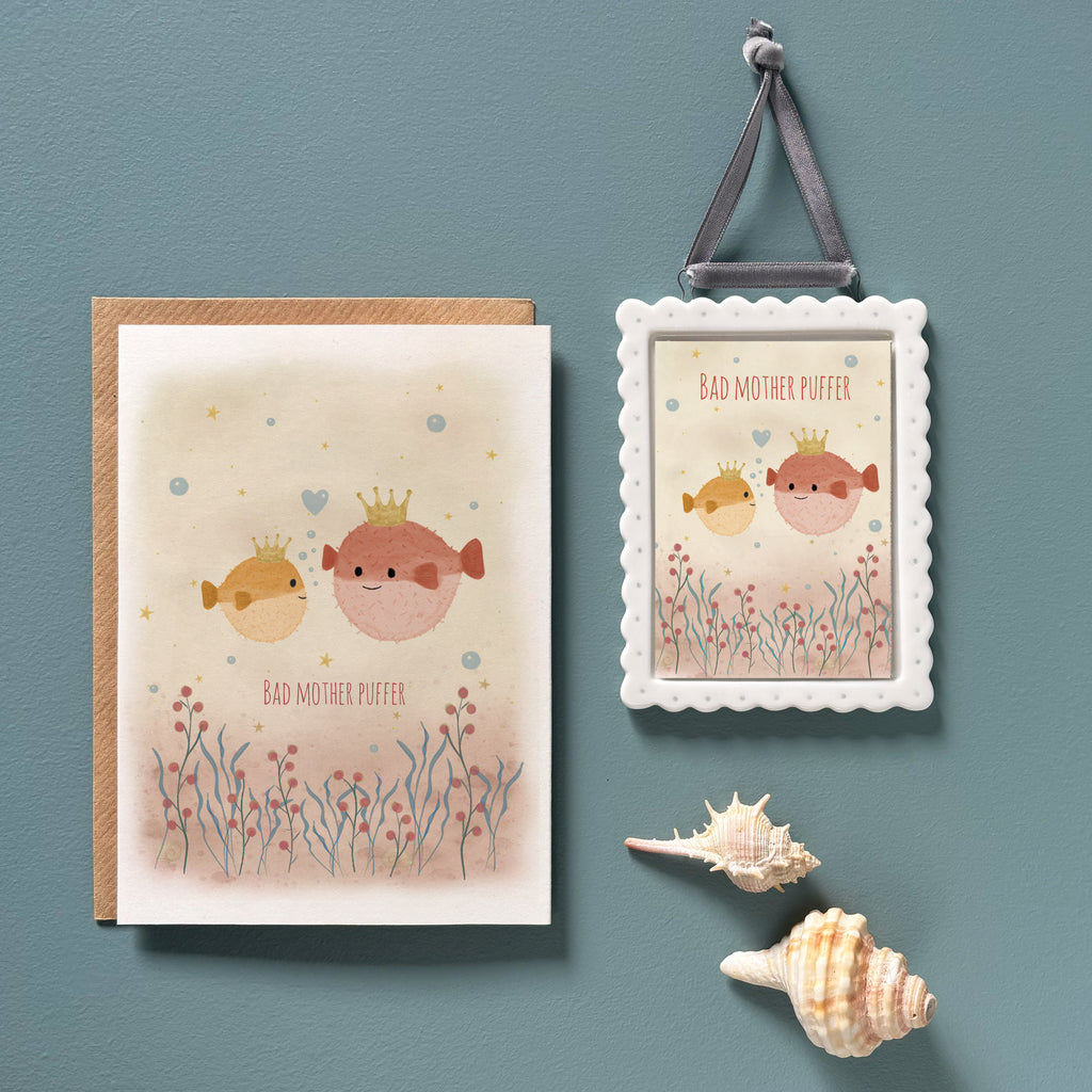 East of India Sealife Greetings Card - Bad mother puffer
