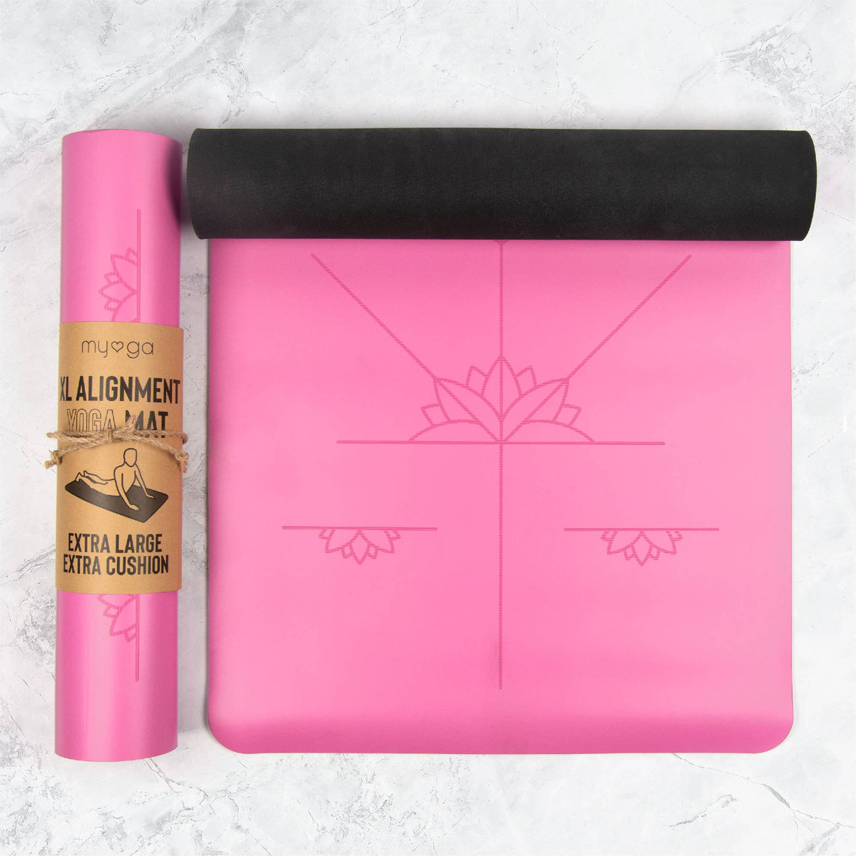 Myga Extra Large Alignment Yoga Mat - Pink