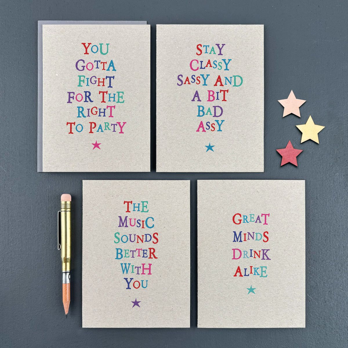 East of India Wobbly Word Greetings Card - Gotta fight for your right