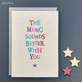 East of India Wobbly Word Greetings Card - The music sounds better