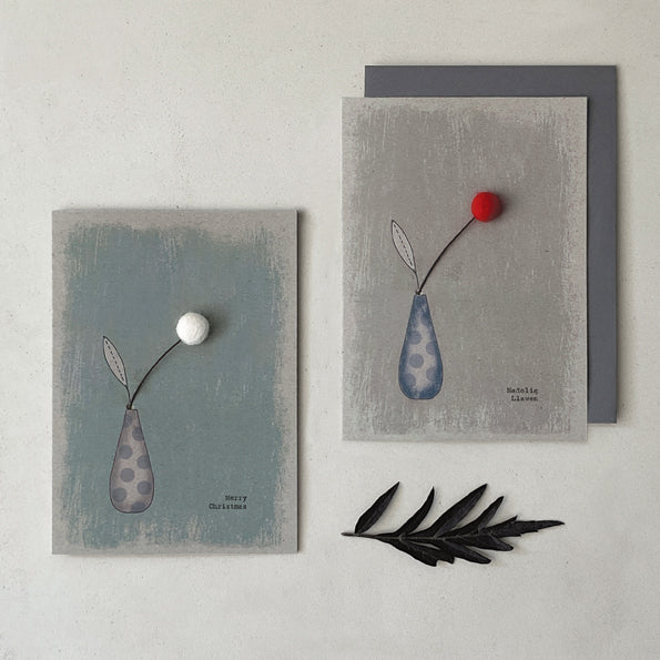 East of India Felt Pompom Christmas Card - Merry Christmas