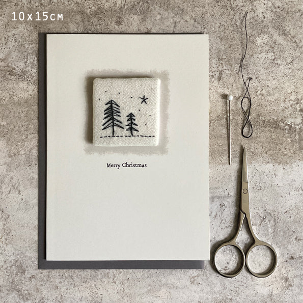 East of India Embroidered Christmas Card - Merry Christmas