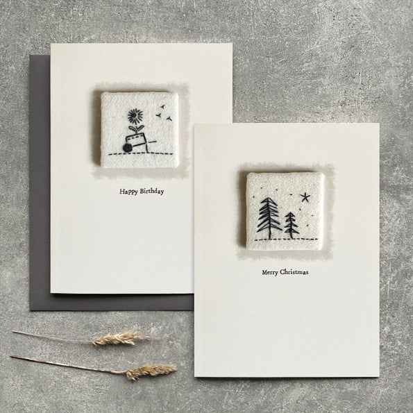 East of India Embroidered Christmas Card - Merry Christmas