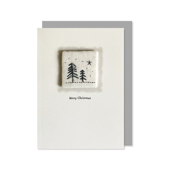 East of India Embroidered Christmas Card - Merry Christmas