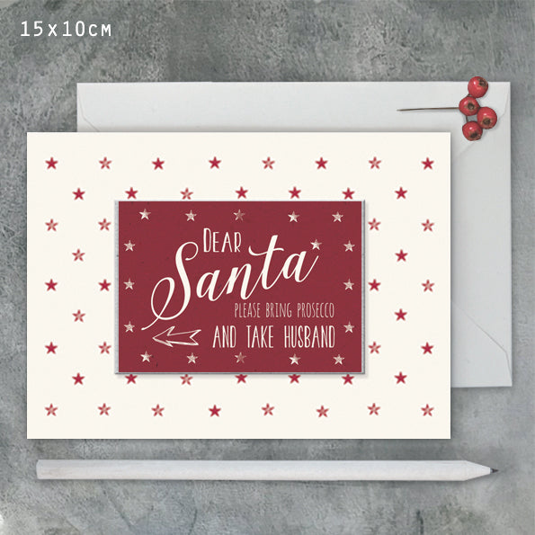 East of India Funny Christmas Card - Bring prosecco take husband