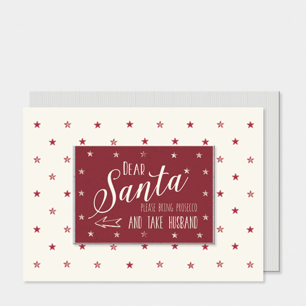 East of India Funny Christmas Card - Bring prosecco take husband