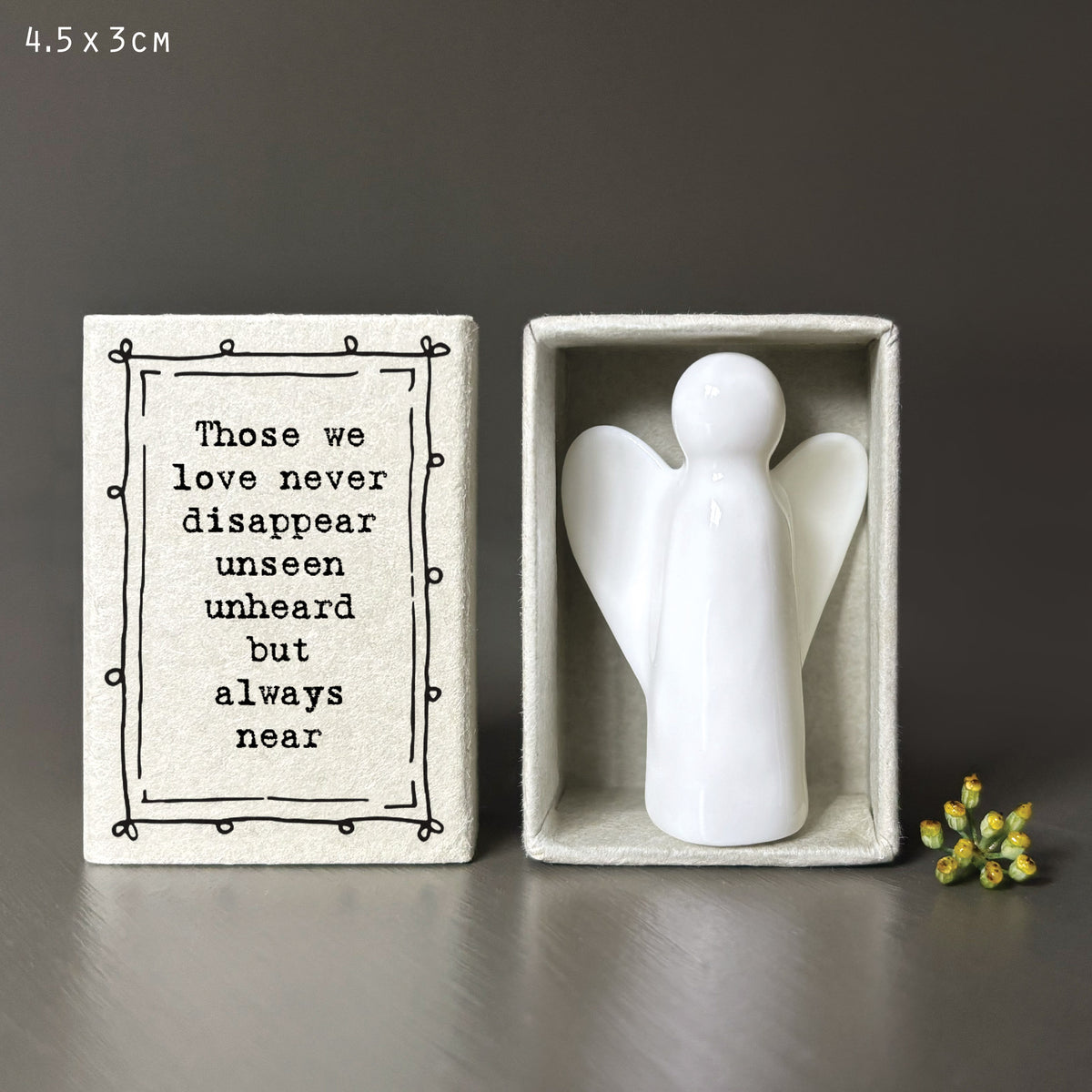 East of India Porcelain Matchbox Angel - Those we love don’t go away